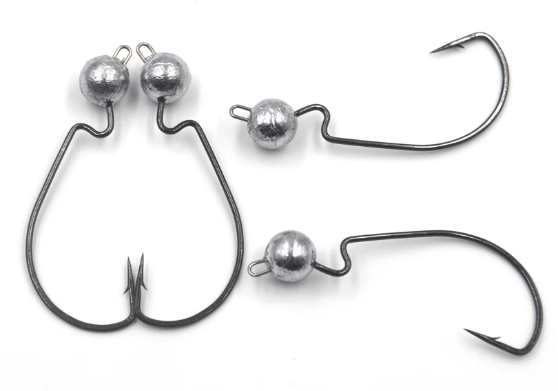 MNFT 5 uds manivela de plomo redonda anzuelos afilados peso 3,5g/7g/10g cabeza de plantilla cebo Artificial gusanos señuelo suave anzuelo de pesca - imagen 4