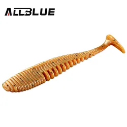 ALLBLUE-señuelo de pesca suave, cebo de gusano de sábalo de silicona, Swimbait, Lucio vivo, aparejos de pesca artificiales, 95m, 5,4g, 5 unids/lote