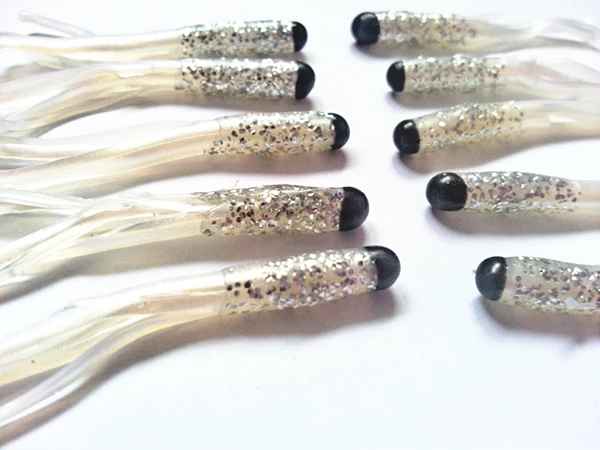 JYJ-cebos de gusano para pesca de agua dulce, señuelo hula con Falda de tubo suave, señuelo de Calamar de plástico suave, 200 piezas - imagen 3