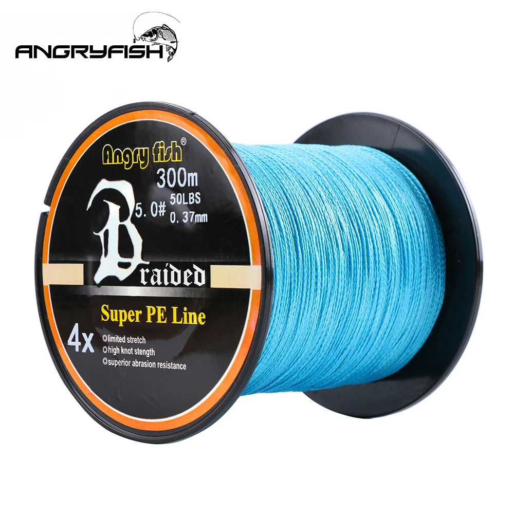 ANGRYFISH-sedal de pesca trenzado, 300/500 metros, 4 hebras, multicolor, un solo color