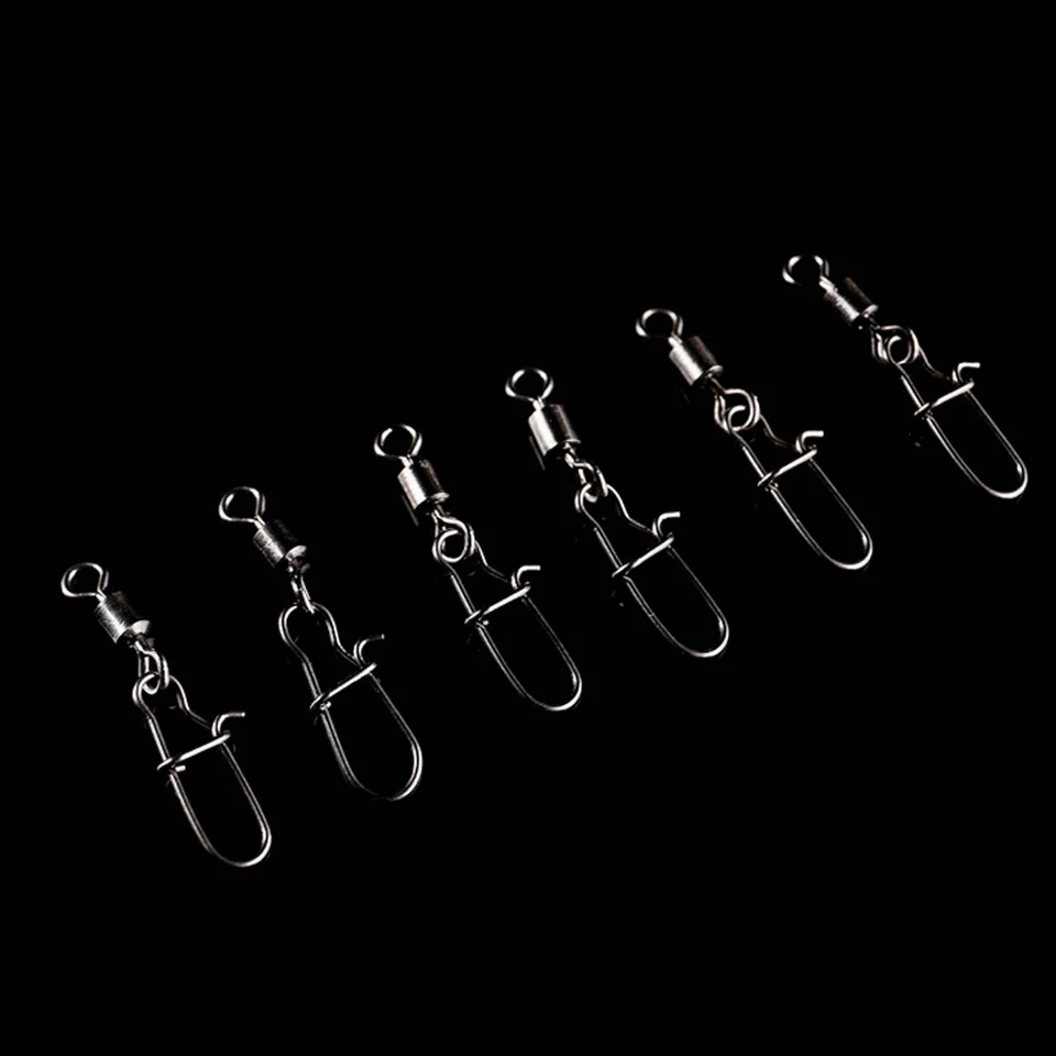 50 unids/lote de conectores de pesca, 2 #4 #6 #8 #10 #, pines a presión giratorios, aparejos de línea de anzuelo - imagen 4