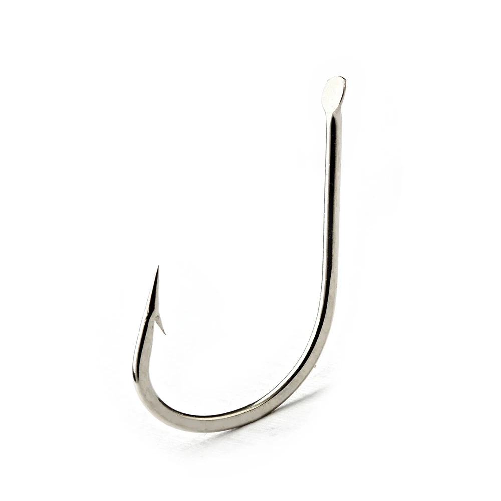 100 Uds. Anzuelos de pesca de acero rico en carbono planos 421N con púas redondas dobladas accesorios de pesca tamaño 1 # -10 #