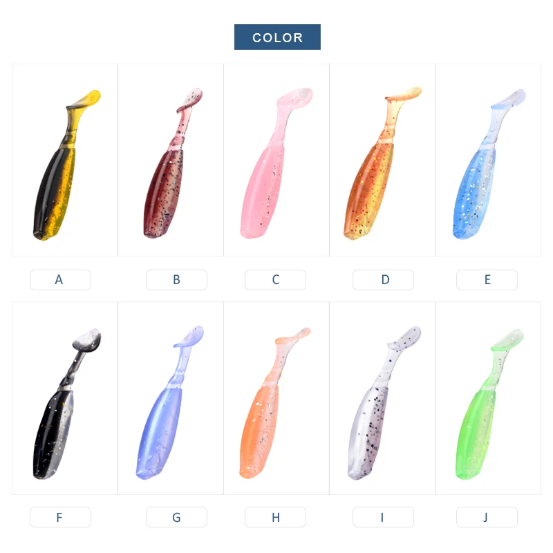 Señuelo de pesca Meredith, cebo suave, señuelos profesionales de 2,16 ", 10 Uds., 55mm/2,3g, Wobblers artificiales de carpa de doble Color de silicona de calidad - imagen 5