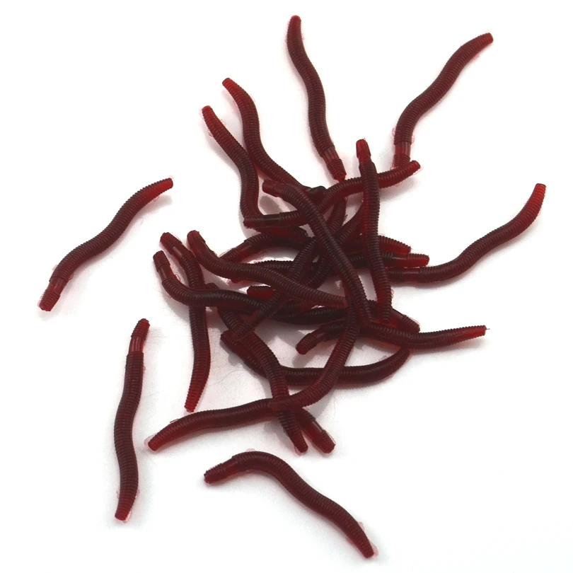 MNFT-señuelo de pesca Artificial, 100 unidades, 3,5 CM, lombriz de tierra de simulación, gusanos rojos, cebo suave, señuelo de pesca de carpa, cebo Artificial - imagen 2