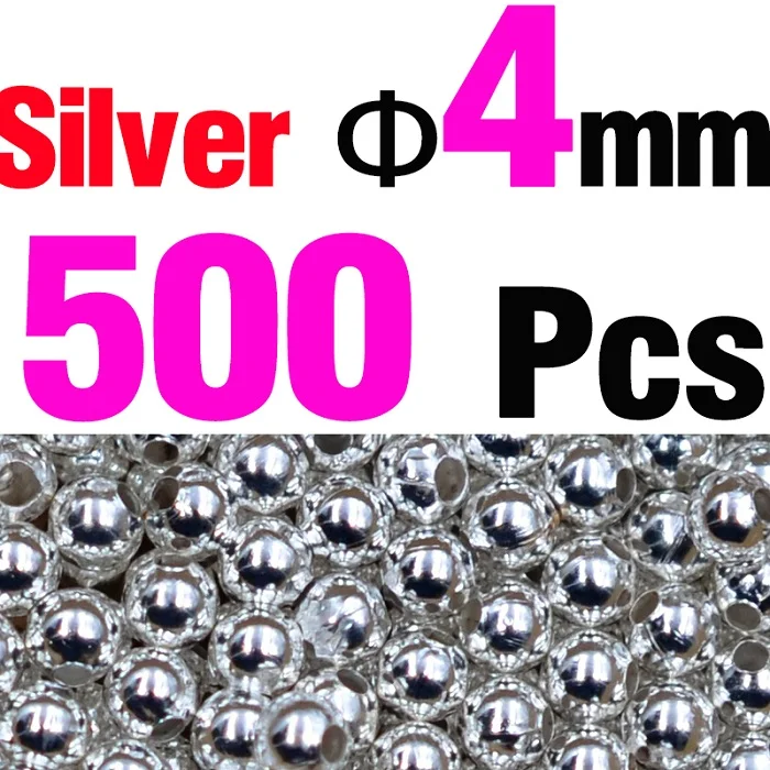 500Pcs  silver 4mm