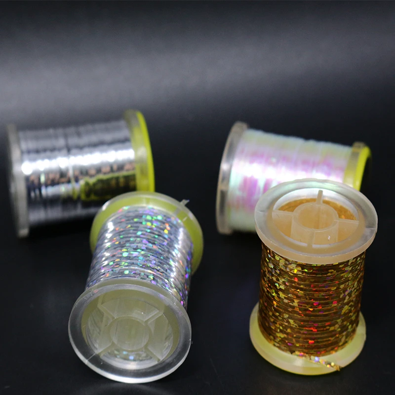 Juego de 8 carretes de tamaño mediano, oropel plano mylar nacarado, 3D flashback, oropel holográfico para Streamer Muddler, Material de atado de moscas - imagen 3