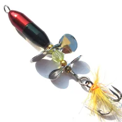 Spinner giratorio con plumas para trucha, lucio y perca