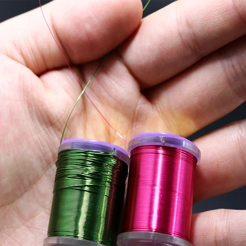 Juego de 5 carretes de alambre de metal para atar moscas, alambre de cobre de 0,2 y 0,3mm de diámetro, larvas de Midge, 5 unidades - imagen 2