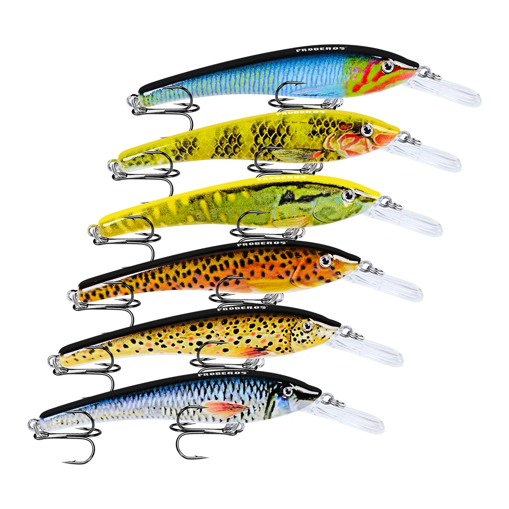 PROBEROS-señuelo de pesca de 3,74 "-9,5 cm, cebo de pesca de 5,68g, aparejos de pesca Crankbait, señuelos de pececillos de 6 colores, gancho 6 # - imagen 5