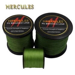 Hercules PE-sedal de pesca trenzado verde militar, multifilamento, 4 hebras, 100M, 300M, 500M, 1000M, 1500M, 2000M