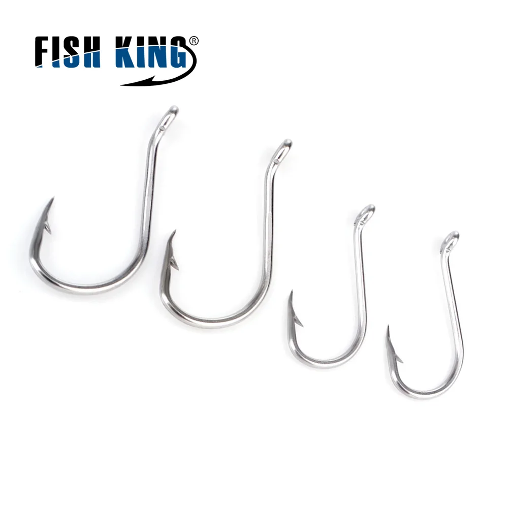 FISH KING 92553SS 25-50PCS Anzuelo de pesca de hierro inoxidable anillado 5/0 # -5 #   Anzuelo de pesca con púas afiladas de pulpo Baitholder - imagen 2
