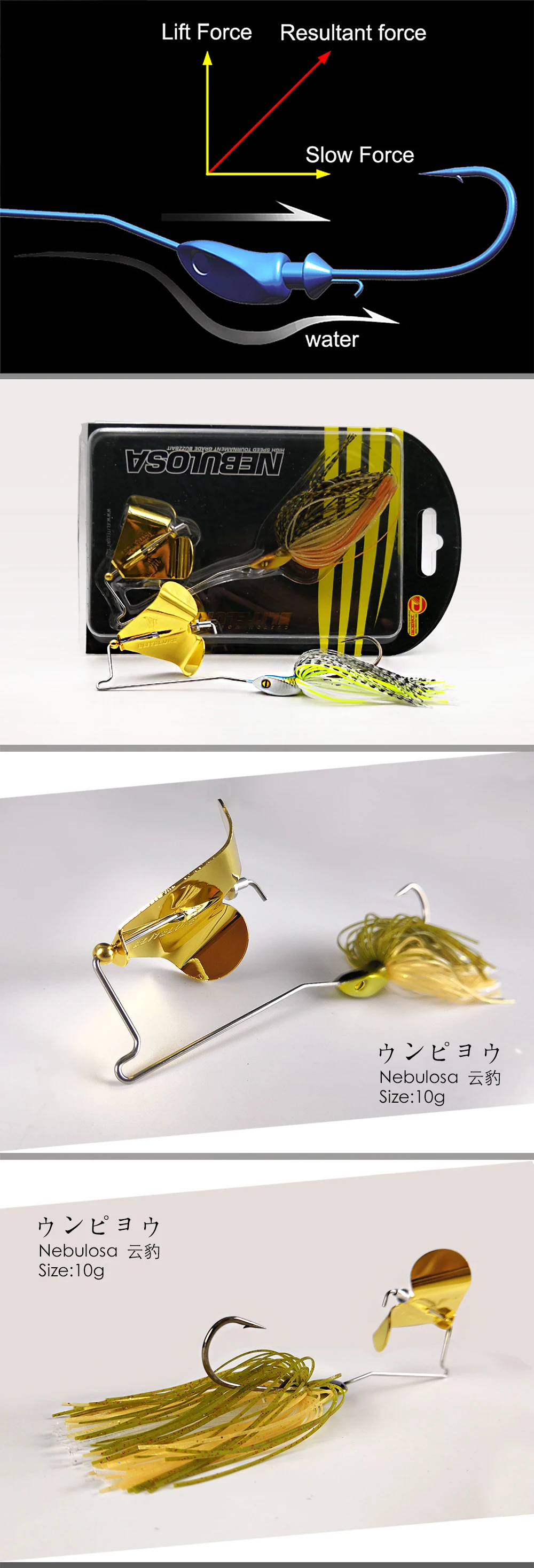 Variedad de colores del señuelo ELITELURE Buzzbait