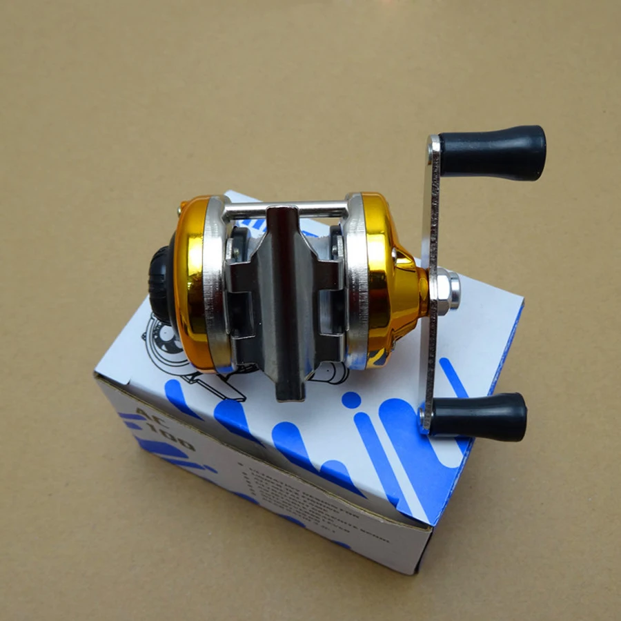 Mini carretes de pesca en hielo 5,2: 1, carrete de Metal para mano derecha e izquierda, rueda giratoria, accesorios de playa con línea de pesca T4, novedad - imagen 5
