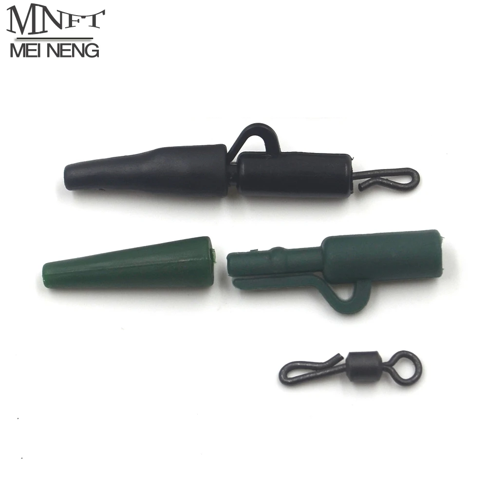 MNFT 100 juegos/bolsa pesca de carpa gomas suaves tubo de cola tubos de goma Clips de plomo de seguridad cambio rápido Snap giratorio en forma de Q