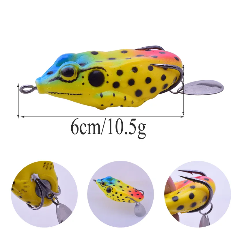 Señuelo de pesca de plástico, anzuelos triples de rana, Topwater ray, Rana artificial suave, 5cm, 10,5g, NE-460, 1 ud. - imagen 2