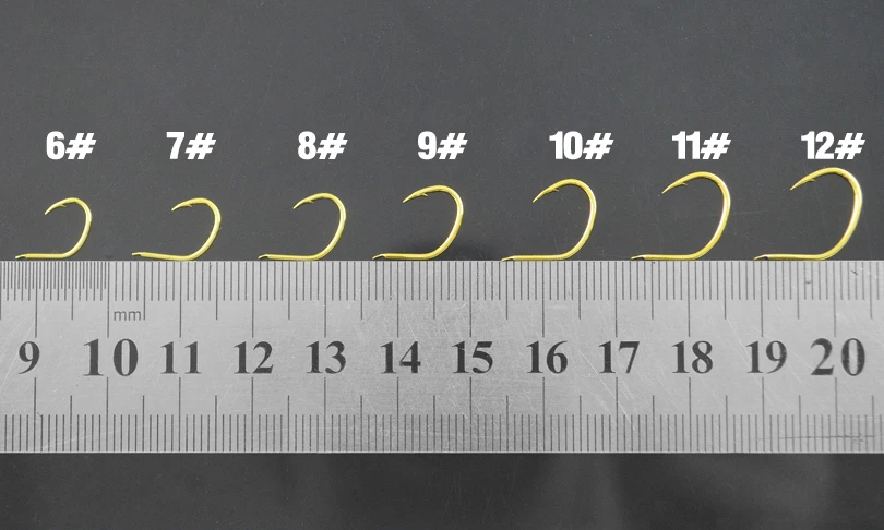 MNFT 10 unids/bolsa anzuelos de pesca de balsa bardados dorados importados de Japón anzuelos afilados de pesca de acero al carbono tamaños 6 # ,7 # ,8 # ,9 # ,10 # ,11 # ,12 # - imagen 4