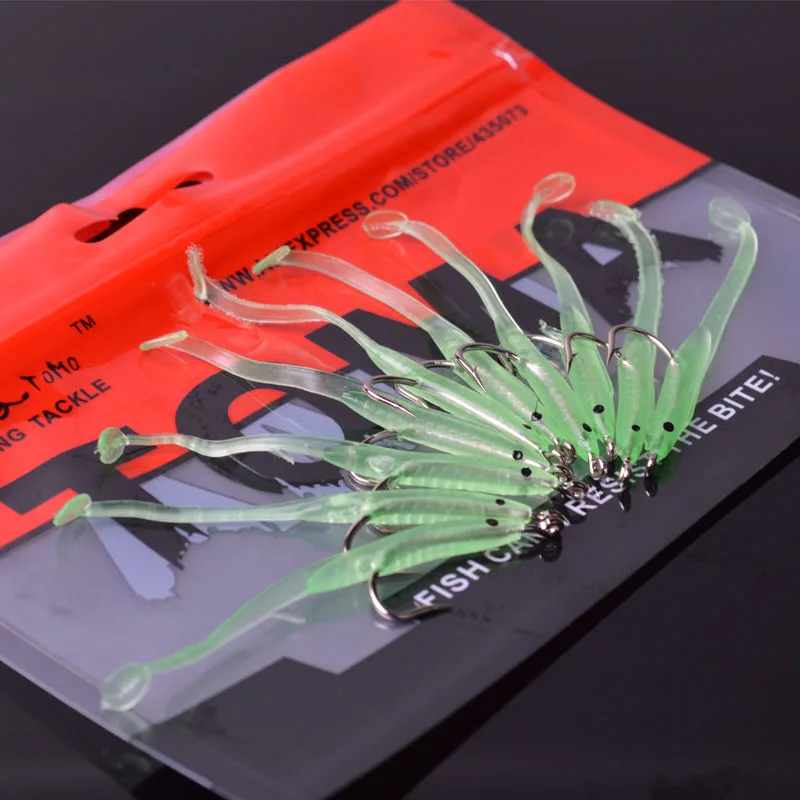 TOMA-señuelo de pesca luminoso con anzuelo, cebo artificial de Anguila pequeña, suave, 6, 8cm, 1g, 2015 unids/lote - imagen 4