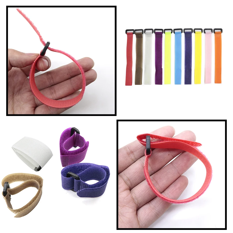 10 Uds. Cinturones para caña de pescar, 20cm, nailon, reutilizable, soporte para corbata, tirantes, gancho de sujeción, lazos para Cable, cinturón de pesca - imagen 3