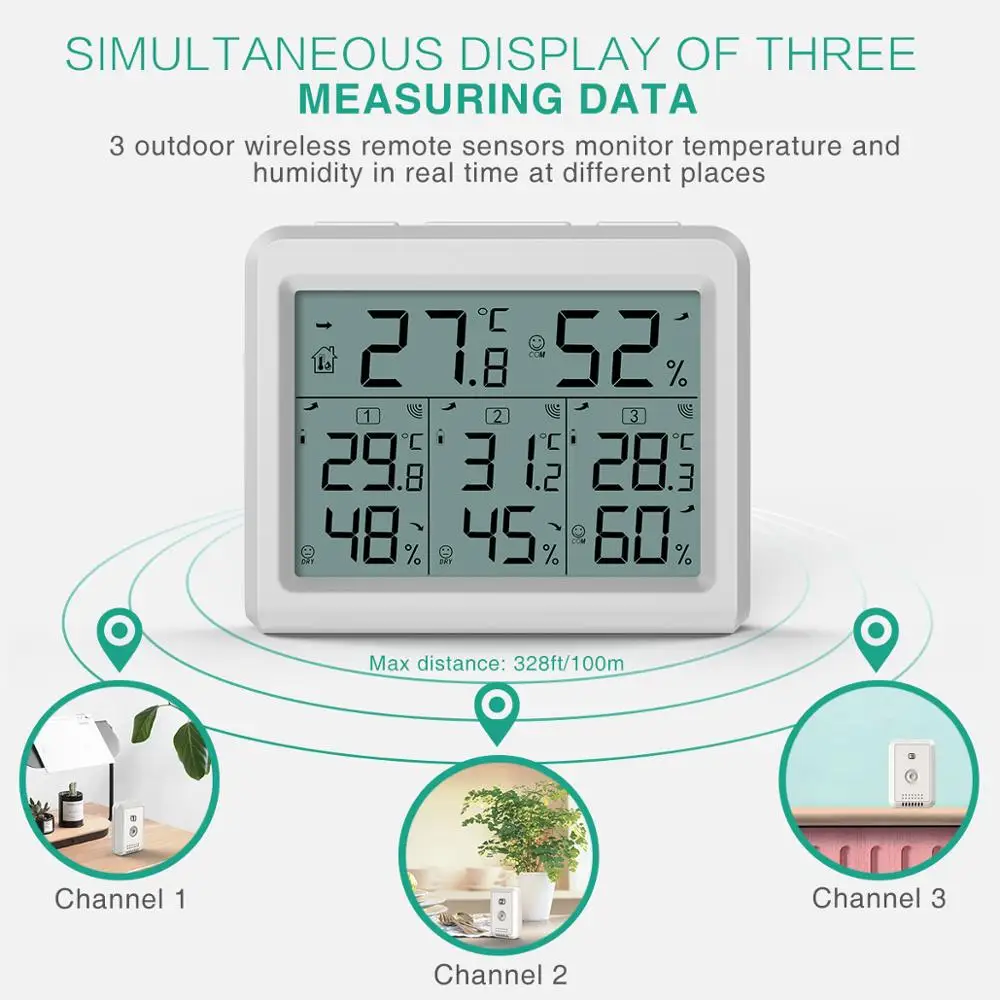 ORIA Termómetro Higrómetro LCD – Sensor inalámbrico temperatura y humedad - imagen 5