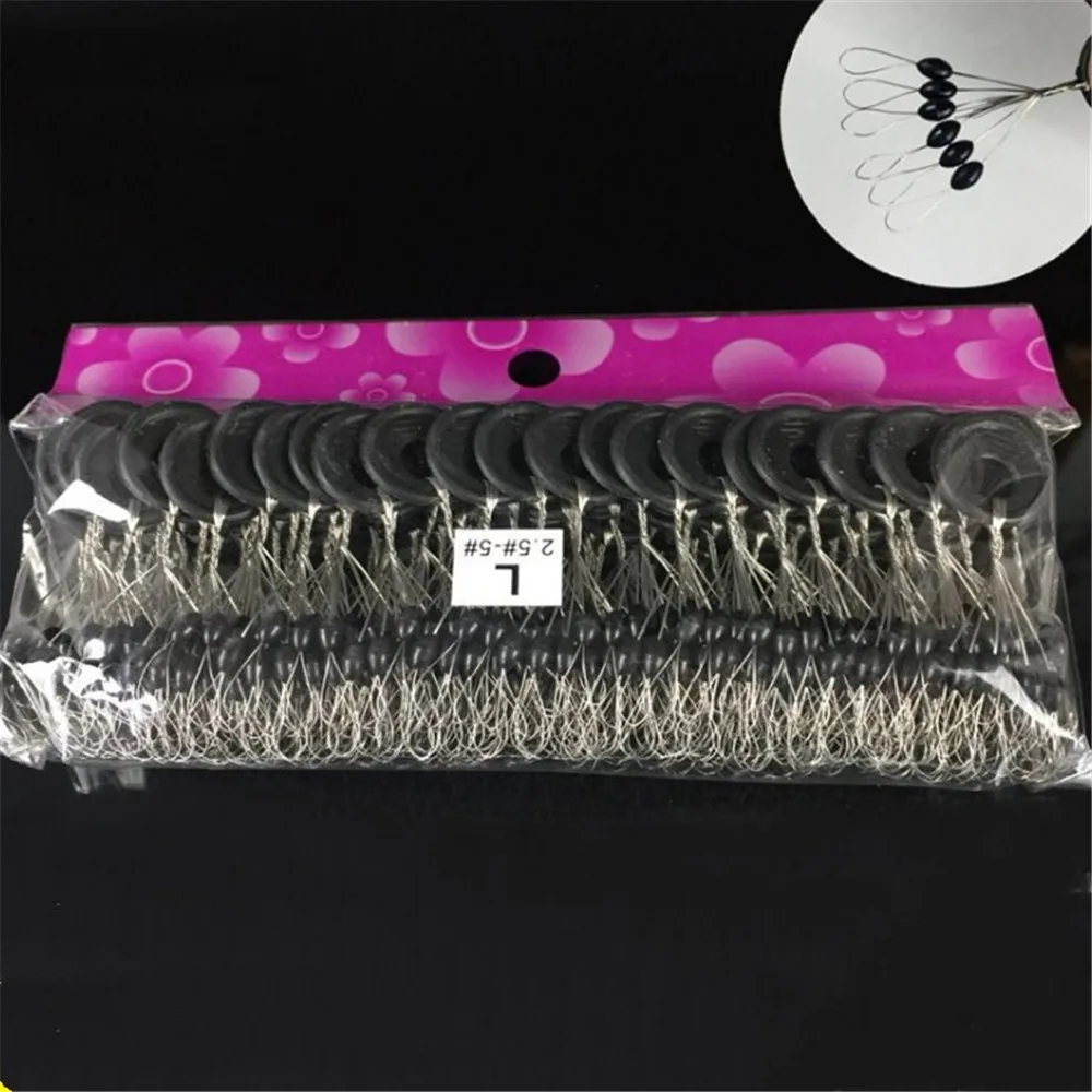 Tapón de goma negro para pesca, conector Bobber Space Bean, accesorios de aparejos de línea de pesca, 6 en 1, 10 grupos por juego, 60 unidades - imagen 4