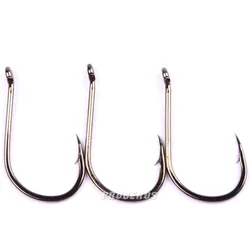 Juego de anzuelos de pesca con púas, accesorios de pesca con mosca, de un solo círculo, de acero al carbono, 50 unids/lote