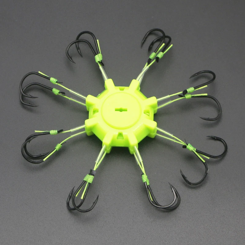 Anzuelos abatibles para Pesca de carpa, juego de ganchos de cuerda de explosión, resorte de acero al carbono, 8 ganchos de púas, aparejos de Pesca 6-12 # T4, 2 uds. - imagen 3