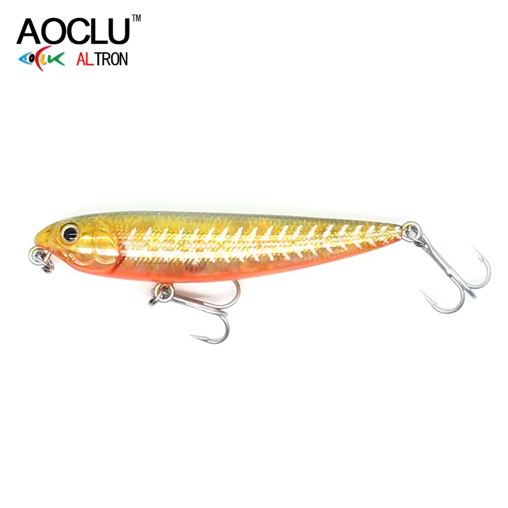 AOCLU Topwater Wobbler 60mm 105mm lápiz caminar el perro cebo duro Popper Stick señuelo de pesca lubina agua dulce salada 10 # Ganchos VMC