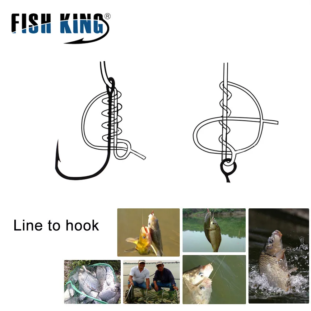 FISH KING-anzuelo de pesca de acero al carbono con púas, anzuelos de pesca de 8-10 piezas, tamaño de anillo 5-16 # - imagen 5