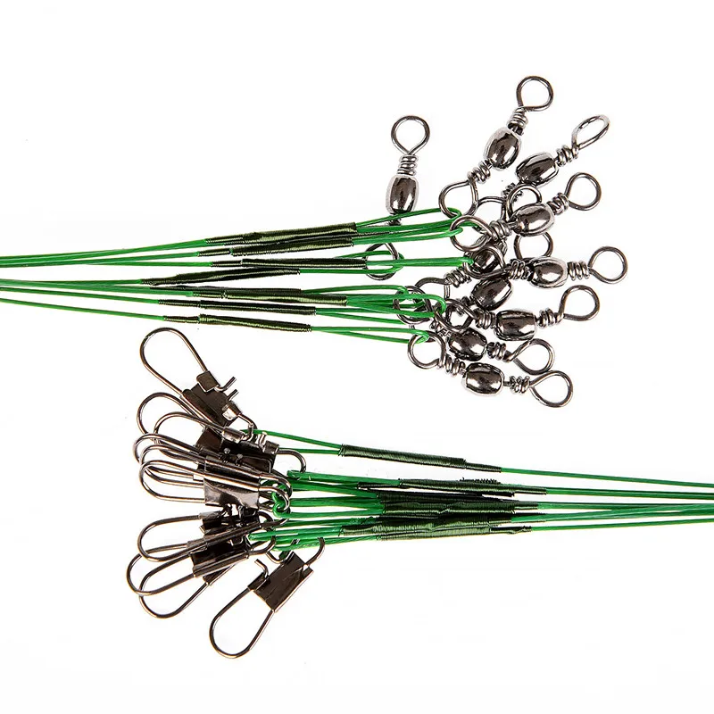 20 unids/lote de líder de alambre de acero inoxidable, 15cm/21cm/30cm, correa de sedal con broche giratorio, aparejos de pesca, señuelo de pesca XIAN001 - imagen 5