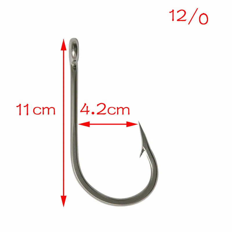 JSM-anzuelos de pesca ultrafuertes de acero inoxidable, 2 unids/lote, aparejos de pesca con púas para barco oceánico, tamaño 7691, 12/0, 13/0 - imagen 4