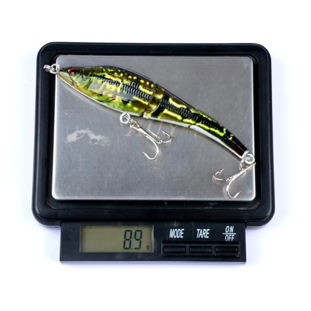 1 Uds. Señuelo de Pesca Minnow 9g 10cm ojos 3D sección Multi articulada Wobbler Crankbait Lucio duro cebo Jerkbait Pesca de plástico - imagen 3