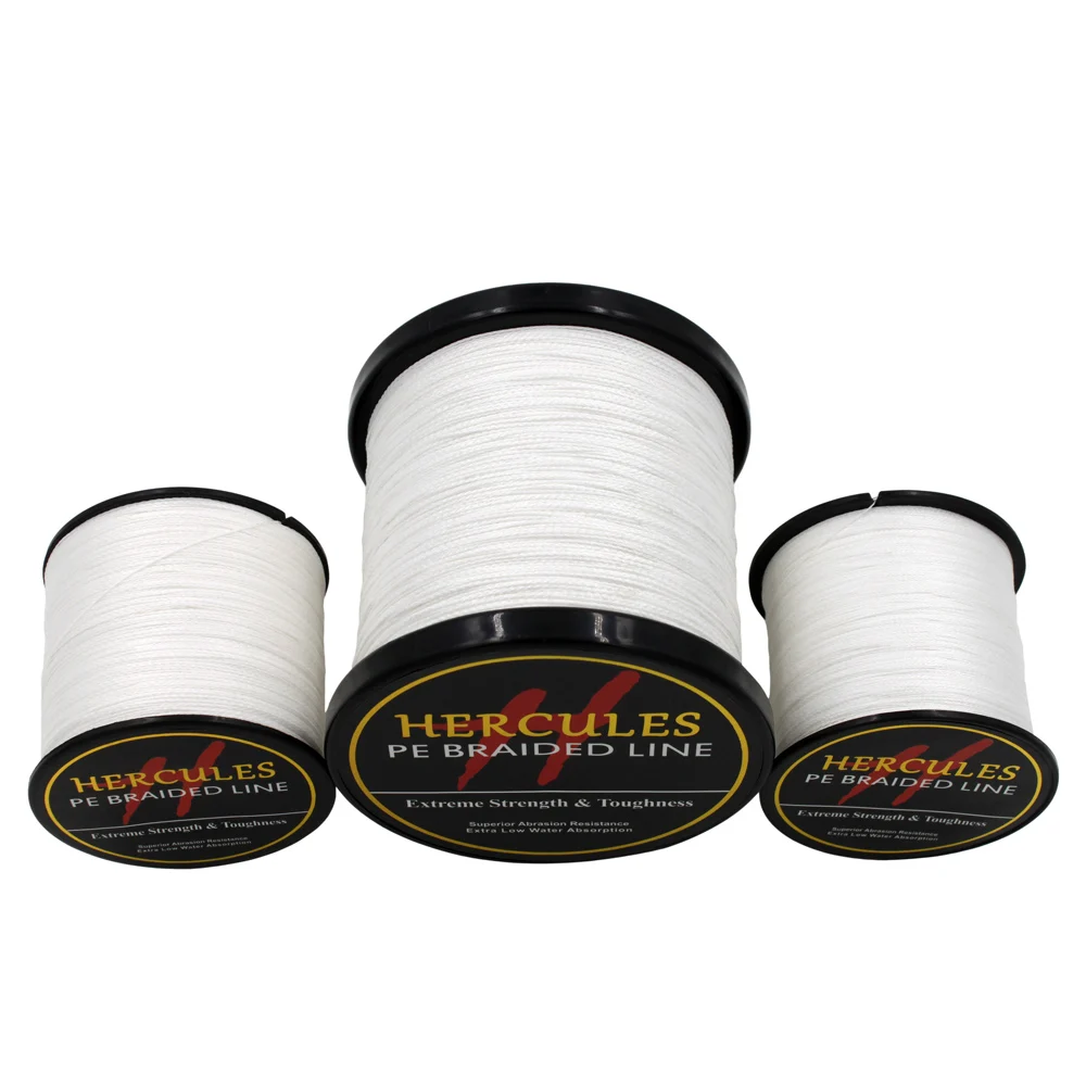 Hercules-sedal de pesca trenzado de PE, multifilamento, hilo de pesca blanco fuerte de 4 hebras, 100M, 300M, 500M, 1000M, 1500M, 2000M - imagen 2