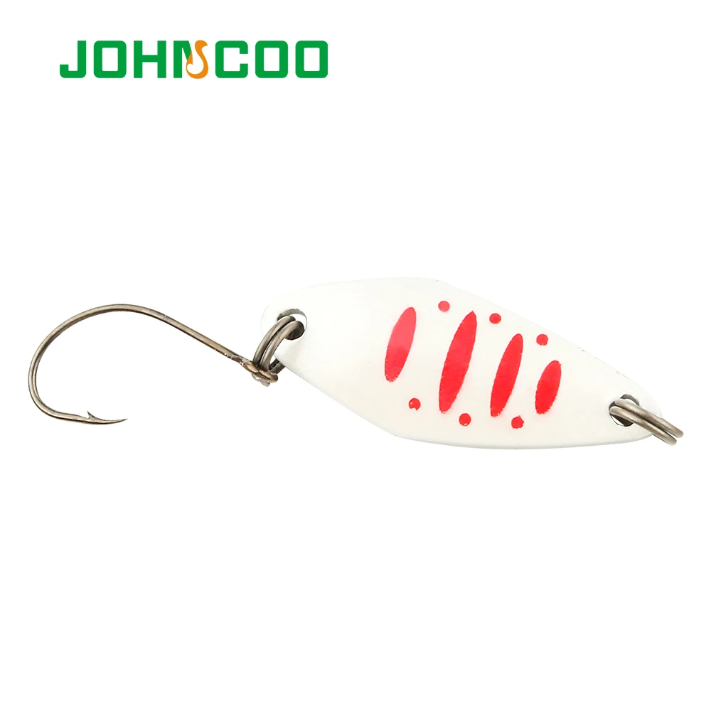 JOHNCOO-señuelo de Metal de cuchara de cobre, 3,2g, 3,0g, cebo de cuchara de colores, señuelo de pesca de trucha, un solo gancho, 2 uds. - imagen 4