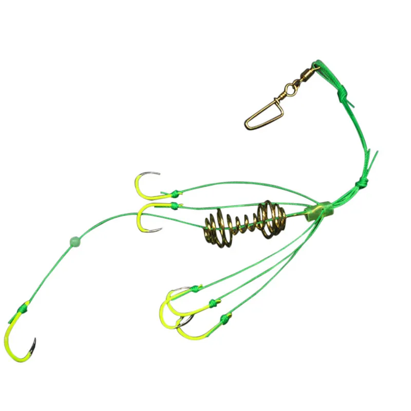 Anzuelos de pesca de alto carbono, alimentador esférico de carpa de acero, a prueba de bombas, Herramienta de gancho de explosión colgante, resorte grande, 4 unids/caja - imagen 4