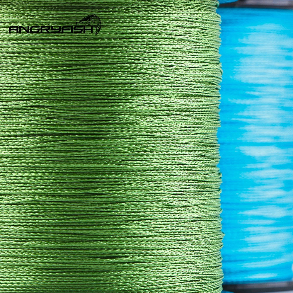 Angryfish-sedal de pesca trenzado de 4 hebras, 500m, 8 colores, Super PE, fuerte resistencia