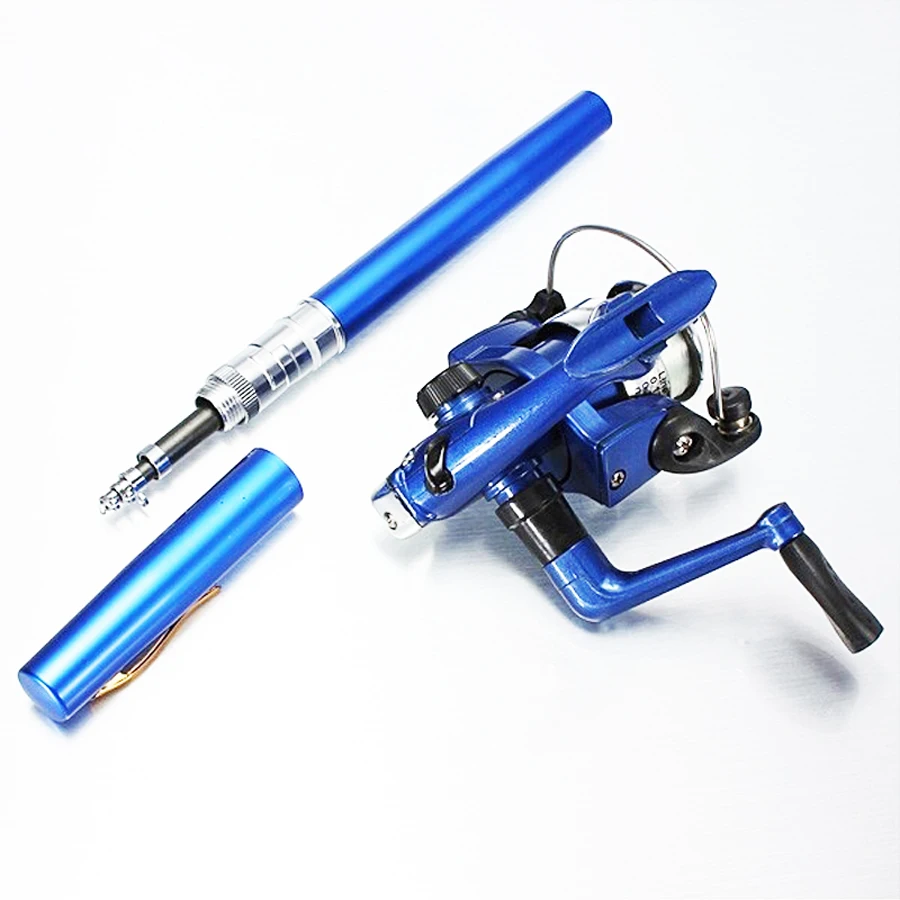 Juego de Mini caña de pescar para acampar al aire libre, aleación de aluminio, con carrete, ruedas giratorias reforzadas portátiles para peces T4, 1M - imagen 4