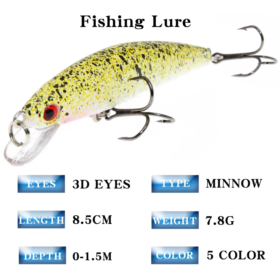 LEOSPORT-Señuelos de Pesca de 8,5 cm/7,5g, Wobblers de pececillos de alta calidad, de 5 colores aparejos de pesca, cebo de peces falsos de plástico realista, venta al por mayor - imagen 2