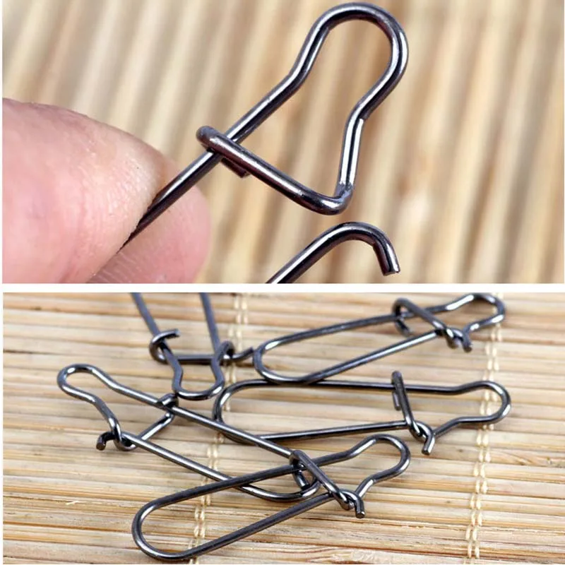 Broche de pesca de acero inoxidable, 100 o 50 piezas, con caja, enganchado a presión, accesorios de Clip, aparejos para Barril, gancho de señuelo giratorio - imagen 3