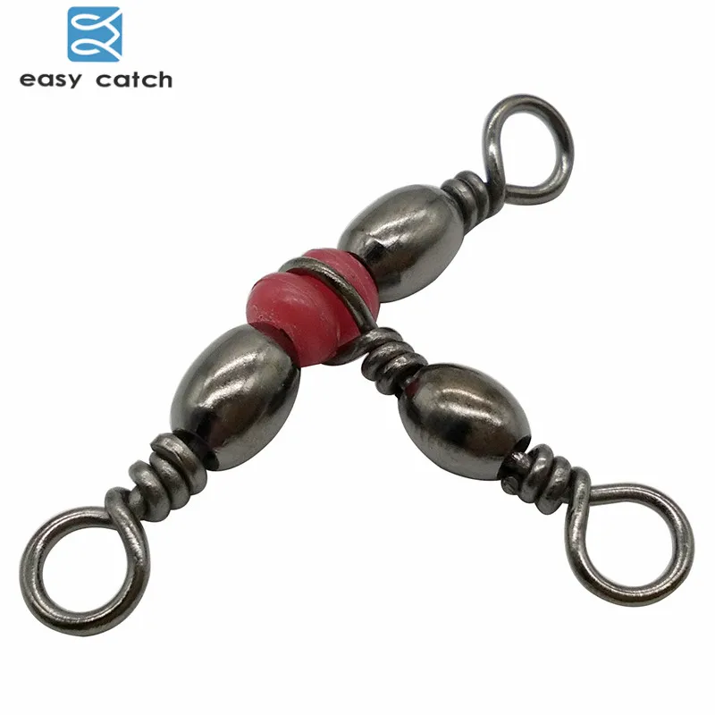 Gancho giratorio de pesca de latón, conector Triple con cuentas, fácil de atrapar, barril de 3 vías, 10 unidades - imagen 3