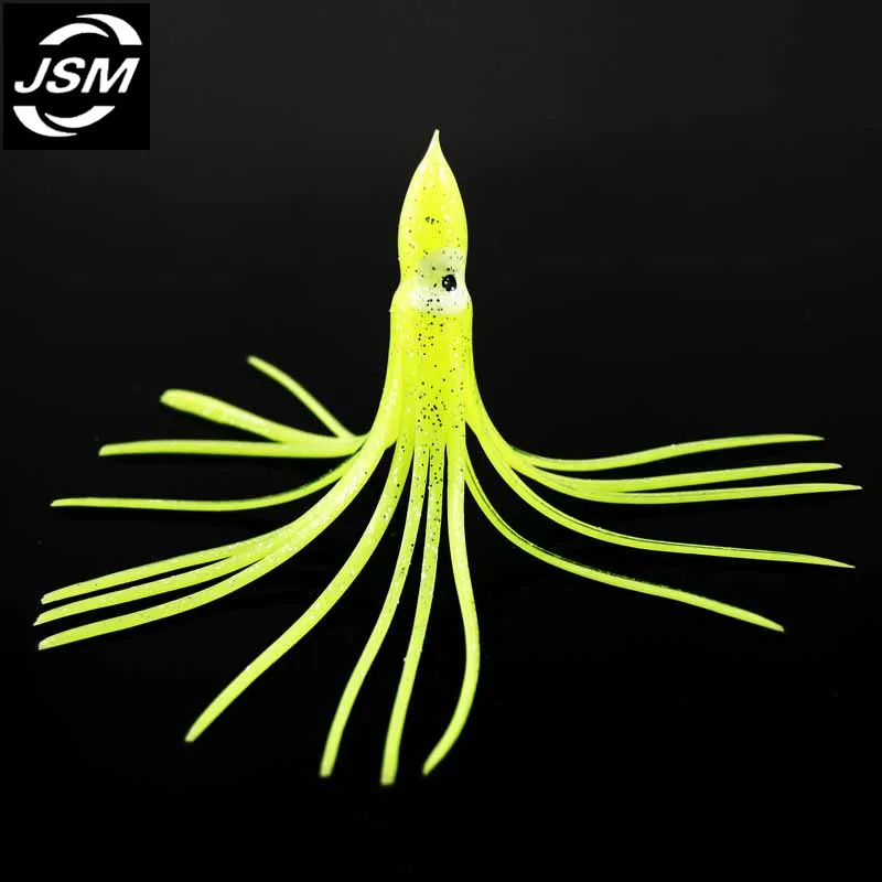 JSM-SEÑUELOS DE pesca de pulpo de plástico suave para Jigs, falda de pulpo de silicona luminosa de colores mezclados, cebo Artificial de Jigging, 30 Uds., 10cm - imagen 4