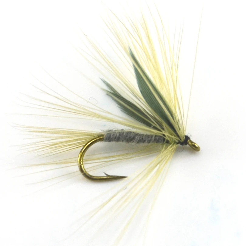 MNFT 10 Uds Color gris alado mosca seca trucha Señuelos de pesca con mosca cebos AZUL UPRIGHT cebo Artificial anzuelos 10 # - imagen 4