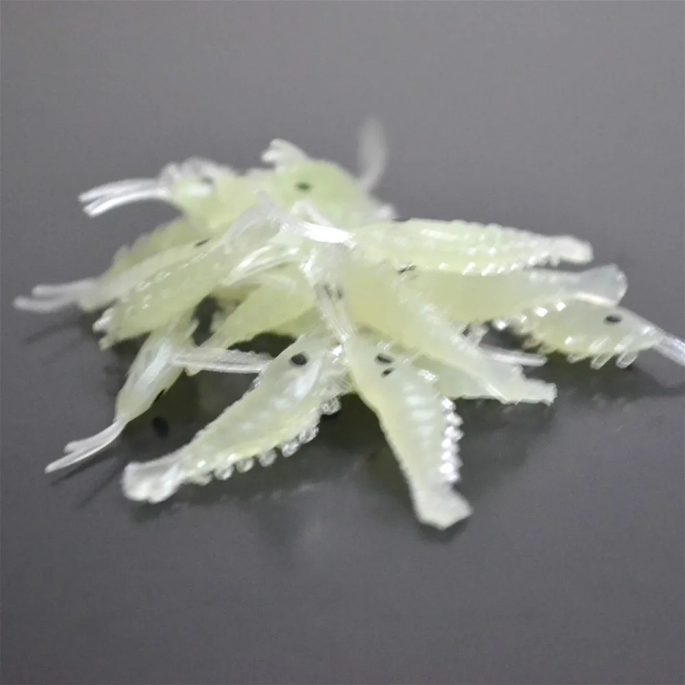 Señuelo de pesca nocturno, hierba brillante, camarones, cebo suave de alta simulación, Mini señuelos artificiales de 4cm, lote de 10 piezas - imagen 2