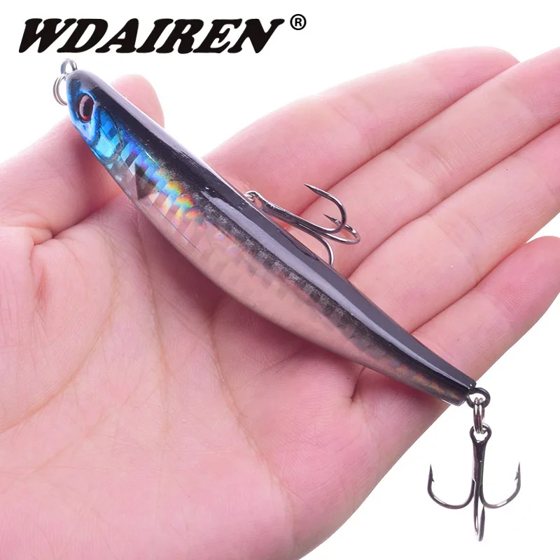 Cebo Wobbler flotante de 90mm y 8g, señuelo de pesca con lápiz Topwater, superficie doblada, aparejos de pesca teñidos, cebos duros artificiales japoneses, 1 Uds.