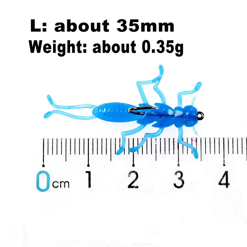 Bimoo-señuelo de pesca Stonefly, 10 unids/paquete, para pesca de trucha Crappie, multicolor, 35mm, con gancho - imagen 2