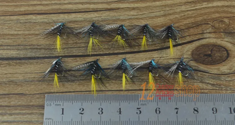 MNFT-estimuladores para pesca con mosca, cebos negros secos, 12 #, 10 unidades - imagen 3