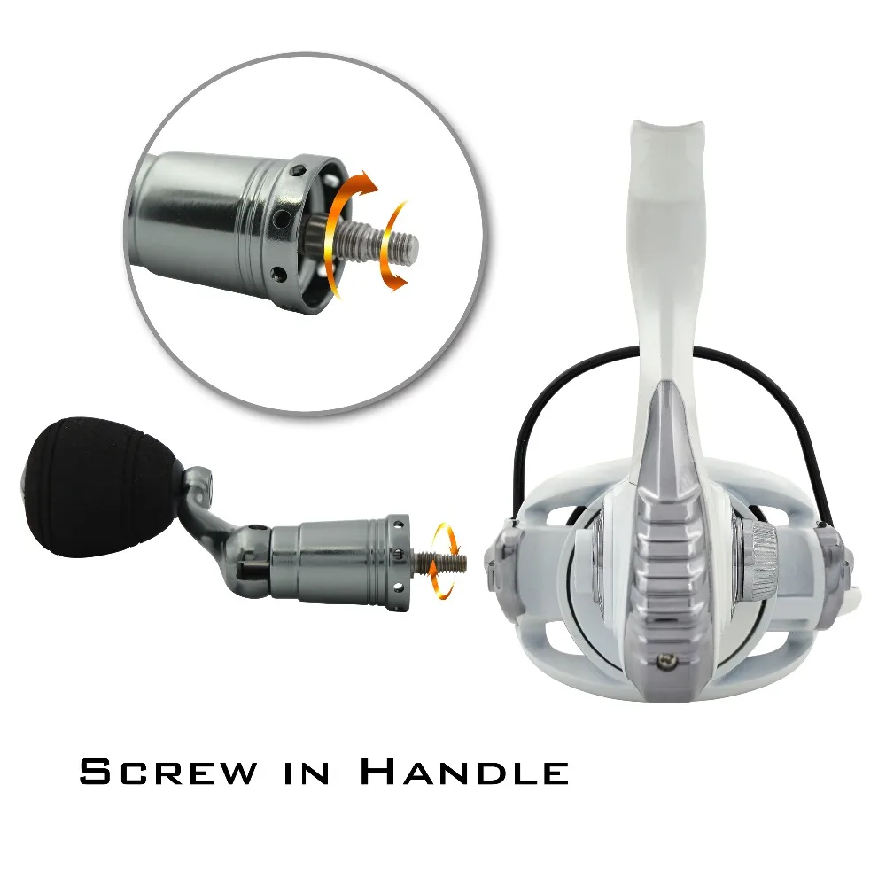 Carrete de Pesca giratorio Fishdrops, mango de potencia de Metal, sistemas de arrastre de fibra de carbono, rueda de Pesca de agua dulce y salada - imagen 5