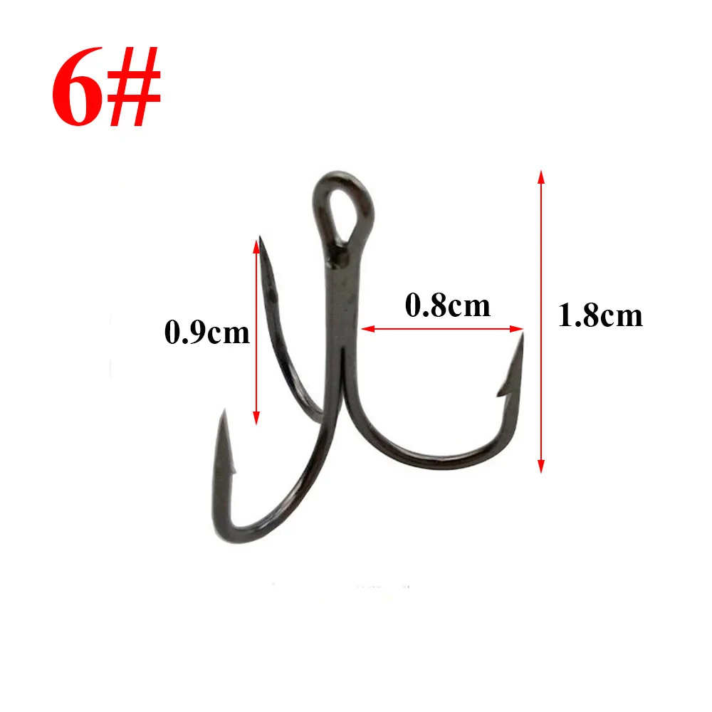 Hyaena-anzuelo Triple de pesca en el mar, accesorio de acero al carbono, 500 unidades, pequeño, redondo, doblado, Triple, duro, 35647