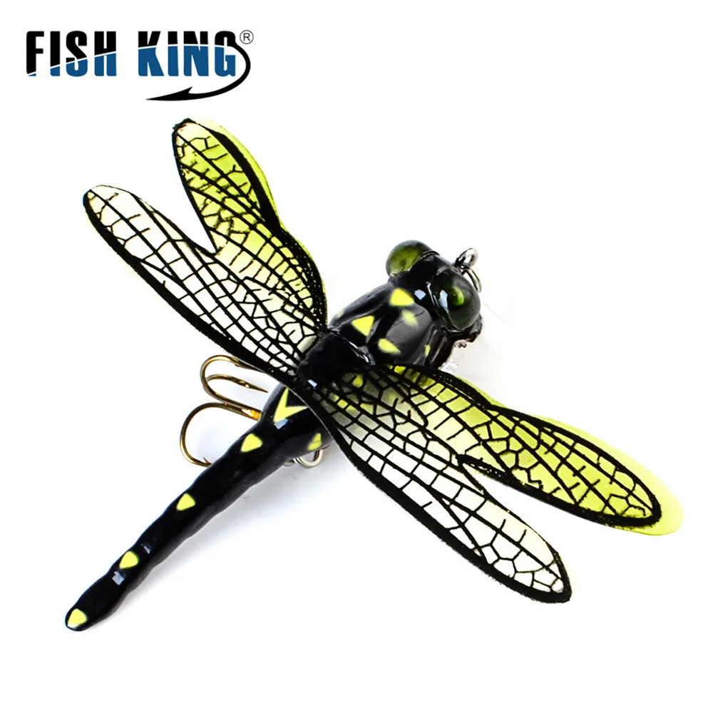 FISH KING-señuelo de pesca con mosca flotante, 1 unidad, peso 6g, longitud 75mm, Libélula realista, Mosca, gancho peludo, señuelo de insectos - imagen 5