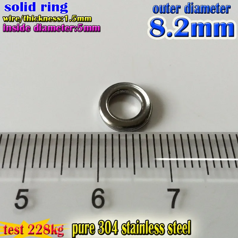 Anillos sólidos de pesca 2019, accesorios de pesca, alambre de 1,5x5mm x 8,2mm, cantidad: 30 unids/lote, anillo de jigging de acero inoxidable 304