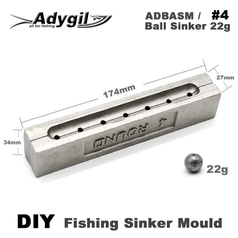 Adygil Molde de plomos bola ADBASM/#4 para pesca - imagen 3